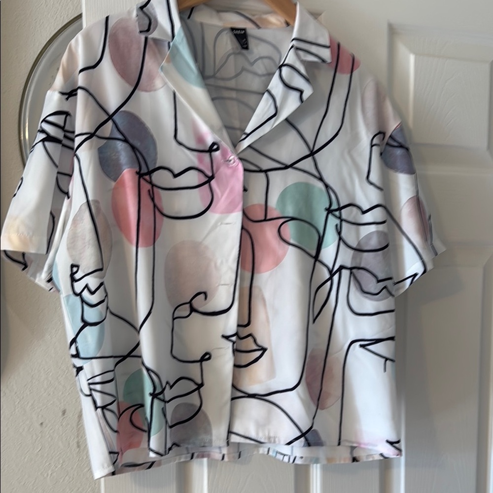 SHEIN Multicolor Abstract Button Down Shirt